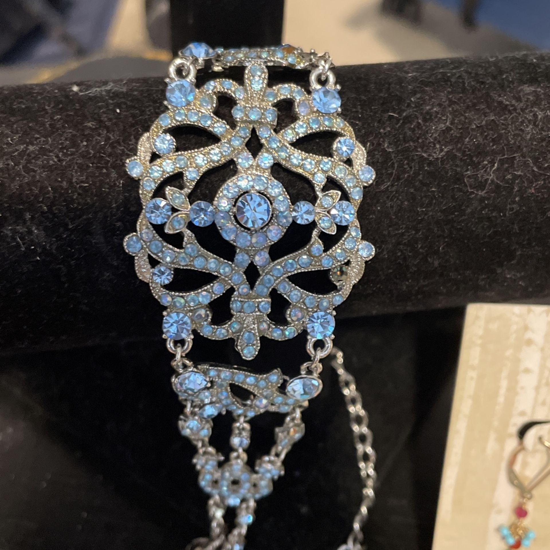Beautiful Rhinestone Choker, Beautiful Blue Color, Wore For My Wedding