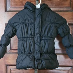Pink Platinum, Girl's Jacket , Black/Leopard, Size 4T, Hooded, Full Zipper