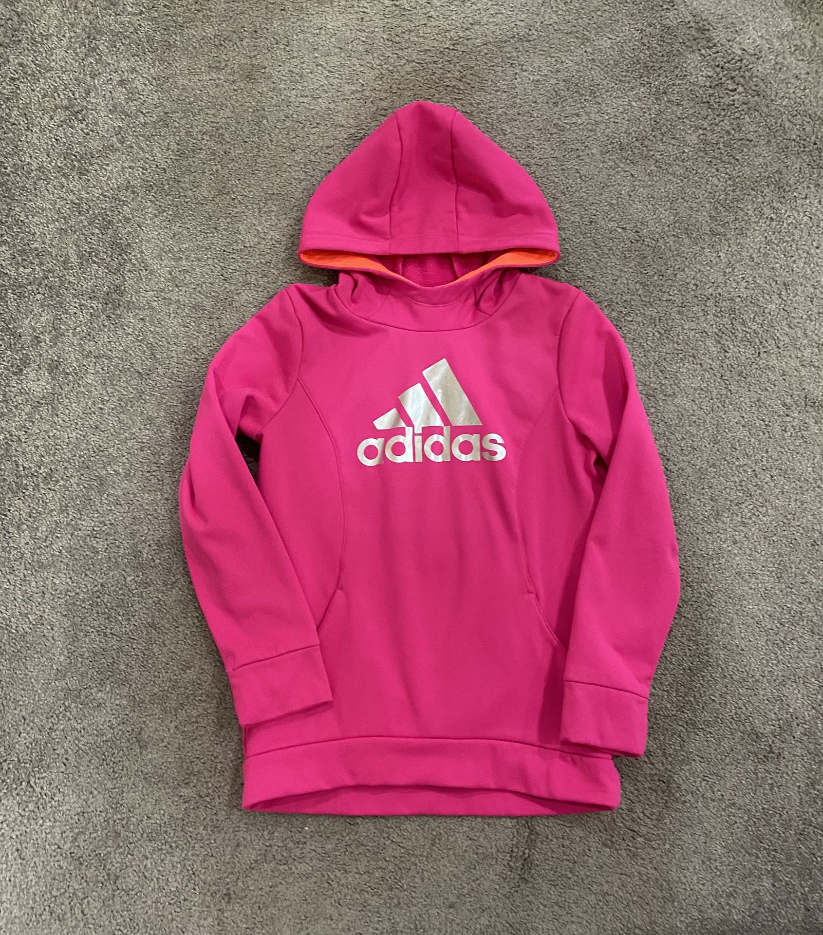 Girls Adidas Hoodie size Large 12/14 hot pink