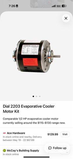 Dial 2203 Evaporative Cooler Motor Kit
