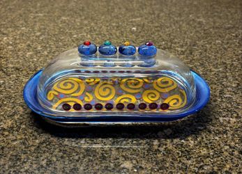 🧈 Handmade Fused Glass Butter Dish | Artisan Studio Art | Colorful Kitchen Decor