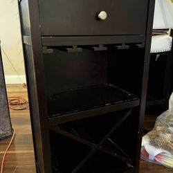 Wine Rack, Wine Glass Hanger, Drawer. 