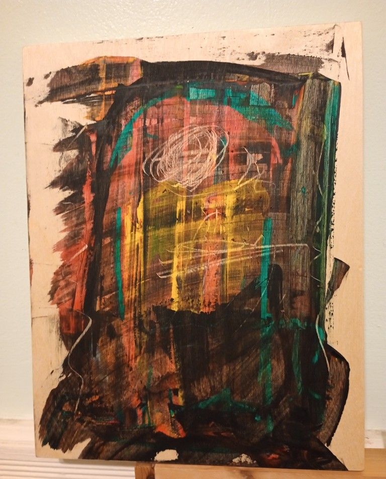 Original Abstract Art Painting "14 x 11" Acrylic on Wood Panel Frame *50.00*