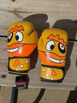 Kids Boxing Gloves Cartoon Design Orange Yellow