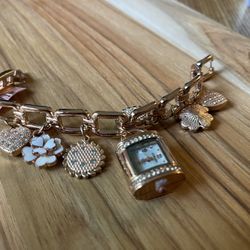 Rose Colored Charm Bracelet