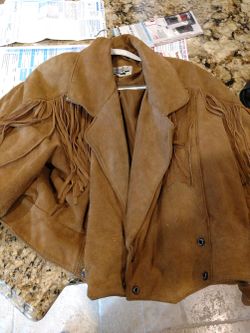 Brown suede leather jacket ( medium)