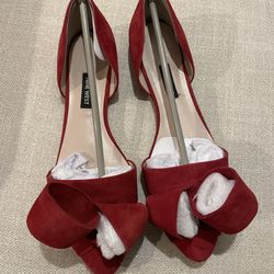  NIB Nine West Red Suede Flats 8M