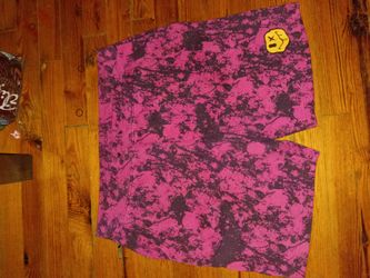 Pink Splatter Print Shorts with Graphic Patch