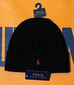 NEW MENS "POLO RALPH LAUREN RIBBED CUFFED PONY BEANIE HAT WOOL BLEND WINTER CAP"