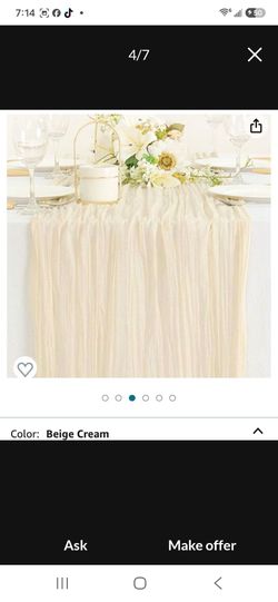 Beige Cream Chiffon Table Runner $1 pz