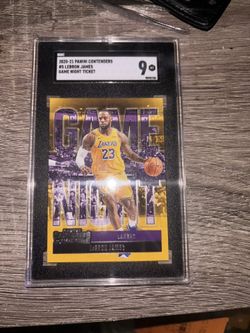 2020-2021 Panini Contenders #5 Lebron James Game Night Ticket, graded SGC 9
