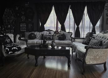 Victorian Gothic Vintage Couch & Chairs