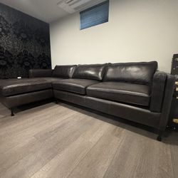 Black Italian Leather Sectional Couch