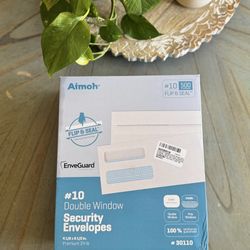 Aimoh #10 Security Self Seal Envelopes – 500 Qty |No Window, EnveGuard, 4⅛ x 9½", White, 24 LB, 500 Count (34100-500)