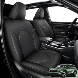 Seat Covers Custom Fit for Toyota Highlander 2020 2021 2022 2023 2024 2025: 2nd Row Captain Chairs,Full Set Seat Cushion Waterproof Leather Breathable