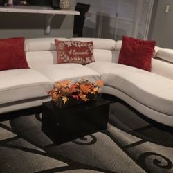 Beautiful White Leather Sectional Great Conditions  Couple Of Small Scratches But Nothing Big 