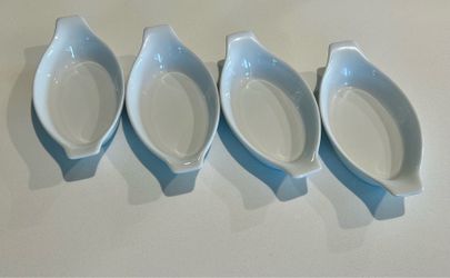 Set of 4 White Ceramic Baking / Gratin Dishes