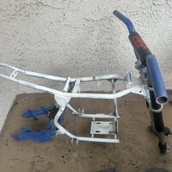 Mini Bike Frame With Handle Bars, Forks, And Swingarm
