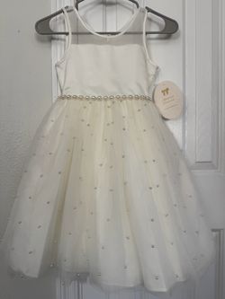 American Princess Girls Ivory Tulle Pearl Dress