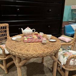 American Girl Samantha Tea Set Table And Chairs