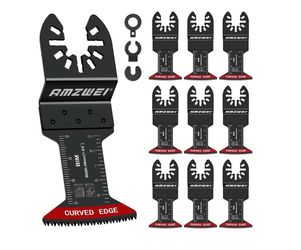 10PCS Bi-Metal Oscillating Tool Blades for Metal Cutting Compatible with Dewalt, Milwaukee, Bosch, Ryobi, Soft Metal/ Nails /Wood Cutting, Curved Edge
