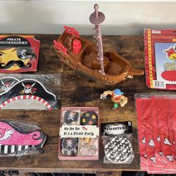 Pirate Party Supplies Bags Head Pieces Cake Ship makes noise etc $10 for All