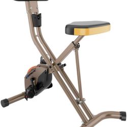 Gold Heavy Duty Foldable Exercise Bike with 400 lbs Weight Capacity & Yoga Mat 