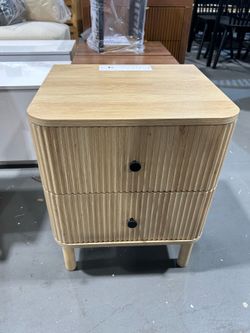 New -Nightstand with Charging Station Outlet & Solid Wood Legs