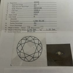 .44 Carot Diamond Ring Size 7