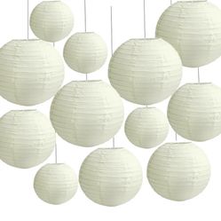 Brand new 10 pack Ivory Round Mixed Sized Paper Lantern wedding birthday baby shower graduation event home party decoration DIY art craft supplies