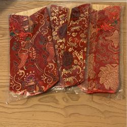 Red Golden Wine Champagne Bottle Silky Gift Bag Cover Chinese 3 Bags In Original package
