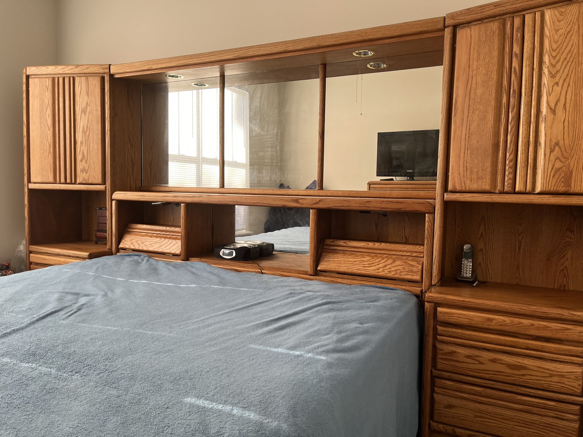 Free King Size Bed with railings No Mattress Or Box Springs