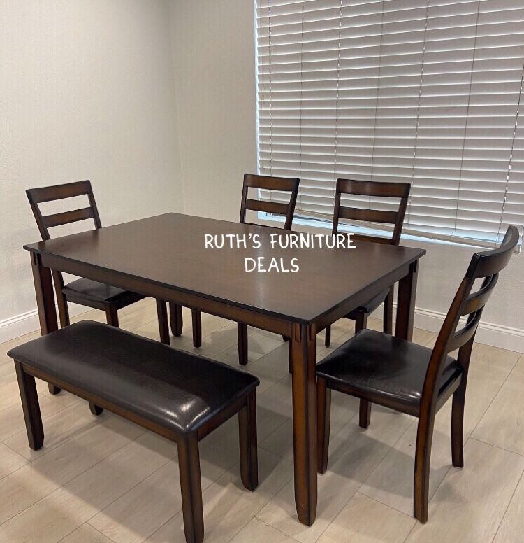 Elegant 6-Pc Dining Table Set Oak Finish