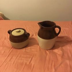 Vintage Bean Pot And Pitcher