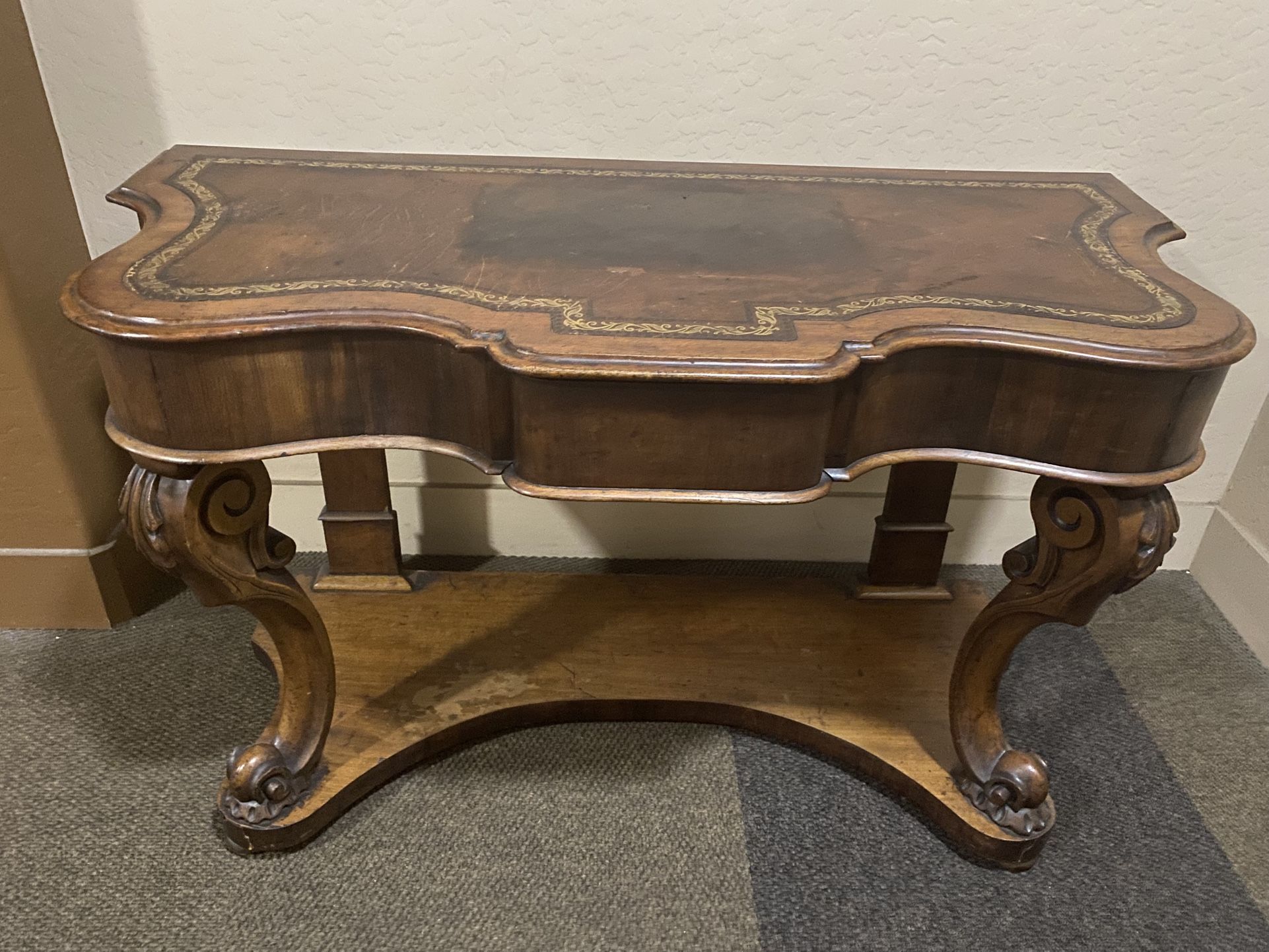Antique Wood Desk Side Table