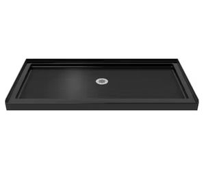 Slimline 30 inch D x 60 inch W x 2 3/4 inch H Right Drain Single Threshold Shower Base in Black