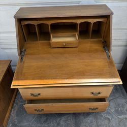 Antique / vintage solid wood secretary desk with three drawer dresser excellent condition . measurements:, 16 1/2deep x 32 1/2 L x 40 H .