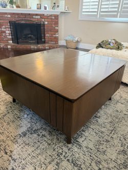 Brown Wooden Coffee Table With Storage