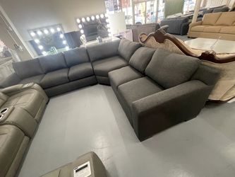 Large Gray Fabric Sectional Sofa