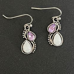  Natural purple Zircon & Moonstone Earrings