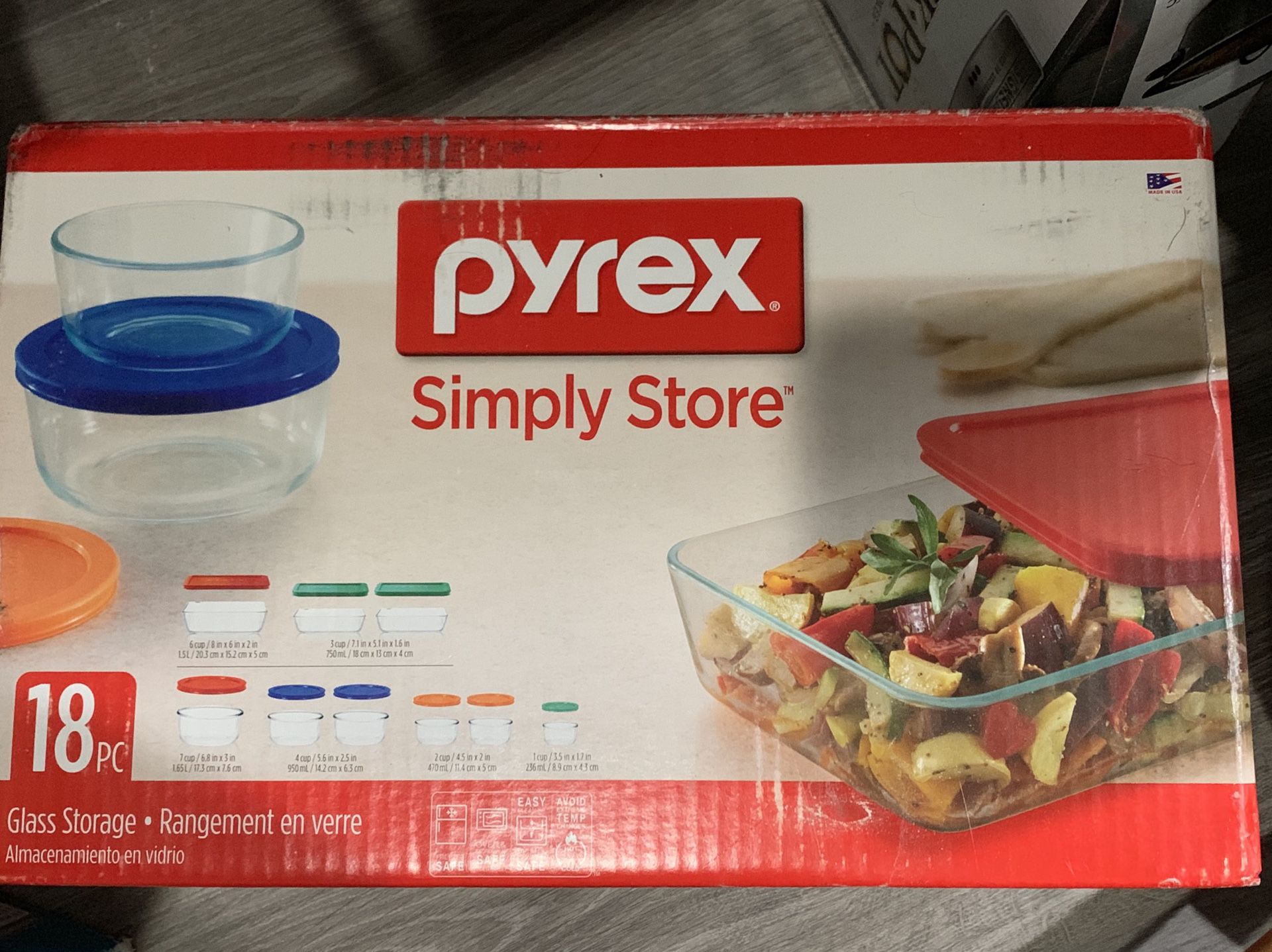 18 pieces new Pyrex storage containers