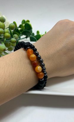 2pcs Adjustable Frosted Natural Stone Beads Bracelet Energy Stone Agate Beads