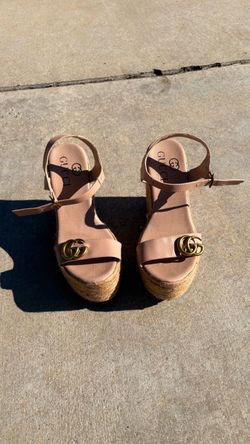 Gucci GG Marmont Espadrille Wedge Sandals