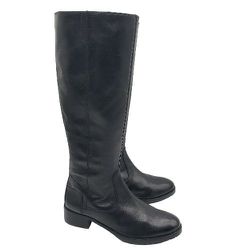 DONALD J PLINER Womens 'Bixbi 2' Tall Flat Black Leather Boots Side Zip Sz 6.5 M