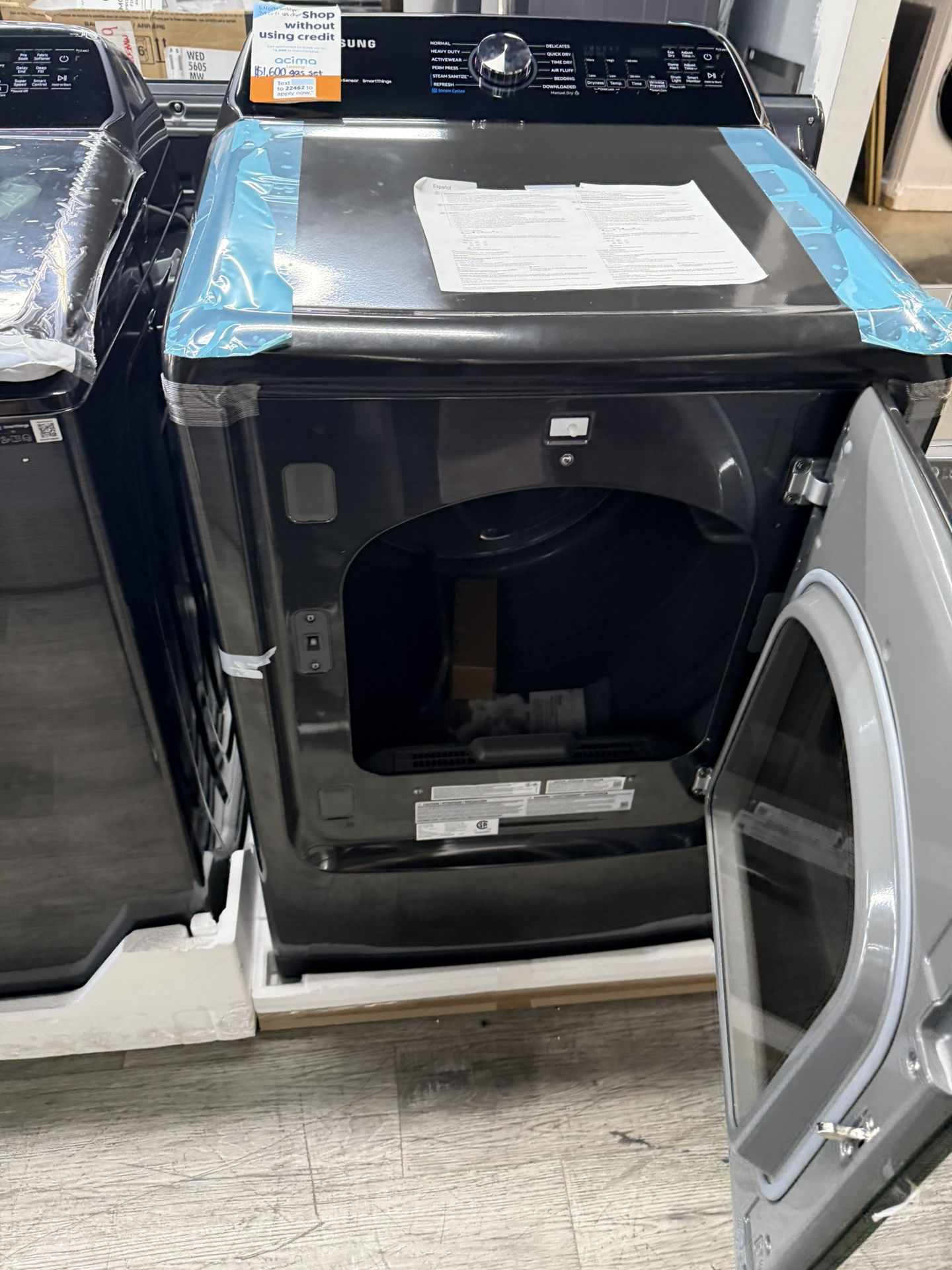Samsung - 5.4 Cu Ft Smart Extra Large Capacity Top Load Washer With Agitator & 7.4 Cu Ft Smart Gas Dryer Set In Brushed Black ?