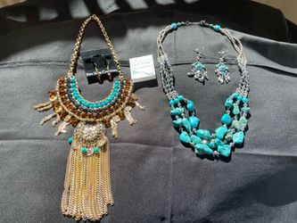 Costume Jewelry  2 Necklaces with Earrings