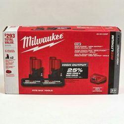 M12 5.0 High output battery 2-pack plus charger kit Milwaukee