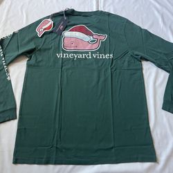 New Men Vineyard Vines Crew Neck Sweatshirt Long Sleeve Shirt Top Tee Green L