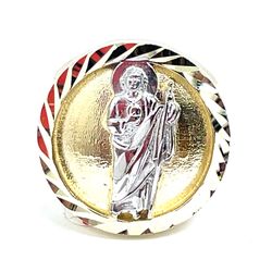10Kt Two Tone Gold San Judas Ring 6.90g Size 11 200360/10