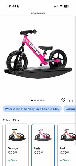 Strider Sport 2-in-1 Rocking Bike, Ages 6 Months–4 Years, Pink